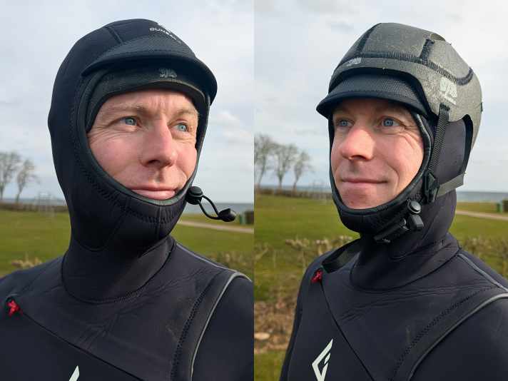 The Sjø helmet can also be worn under a hood in winter. In practice, however, the helmet "on top" was more comfortable