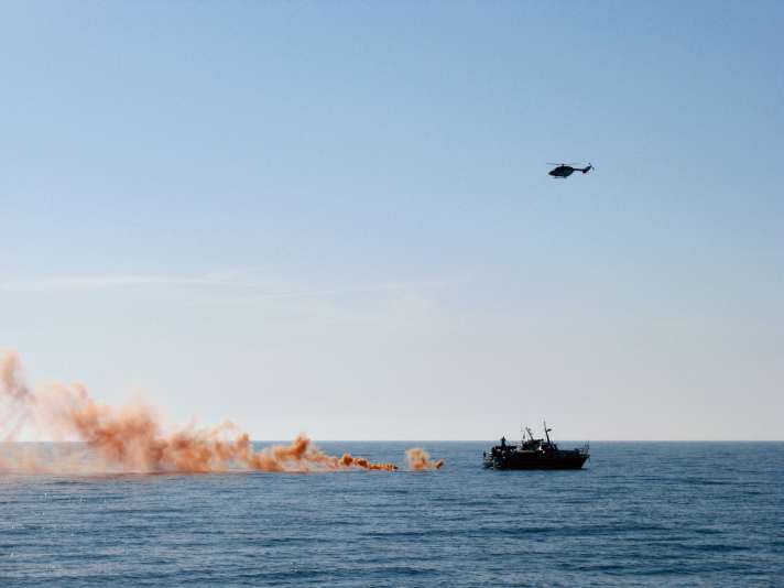 Exercise of the German Maritime Search and Rescue Service (DGzRS) Smoke pot