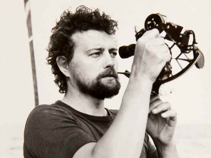 Bobby Schenk, shown here with a sextant, also developed an early form of electronic navigation.