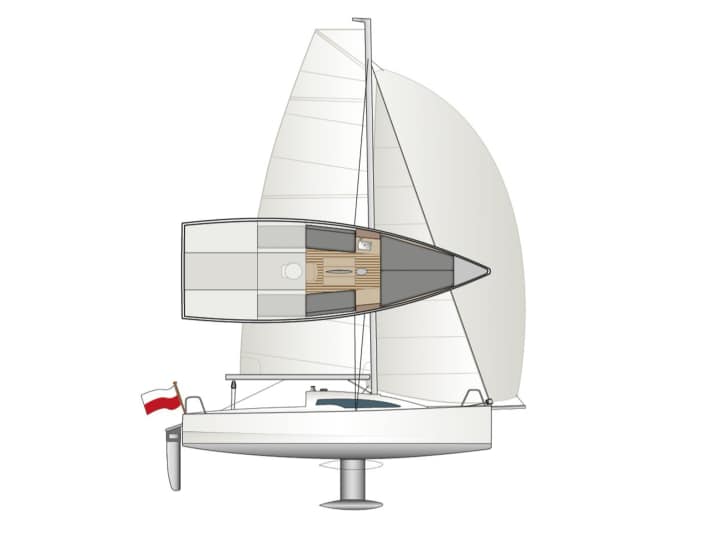 Gemäßigtes Volumen, effektive Anhänge, viel Segelfläche. Die Focus 750 ist sowohl Sport- als auch Tourenboot.