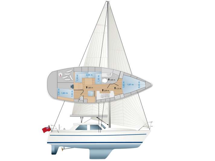 Beaucoup d'espace pour vivre : Tout est là, sous dix mètres : un grand espace WC, une cuisine bien utilisable, un salon avec vue et quatre couchettes. Mais elles sont rares à l'arrière.