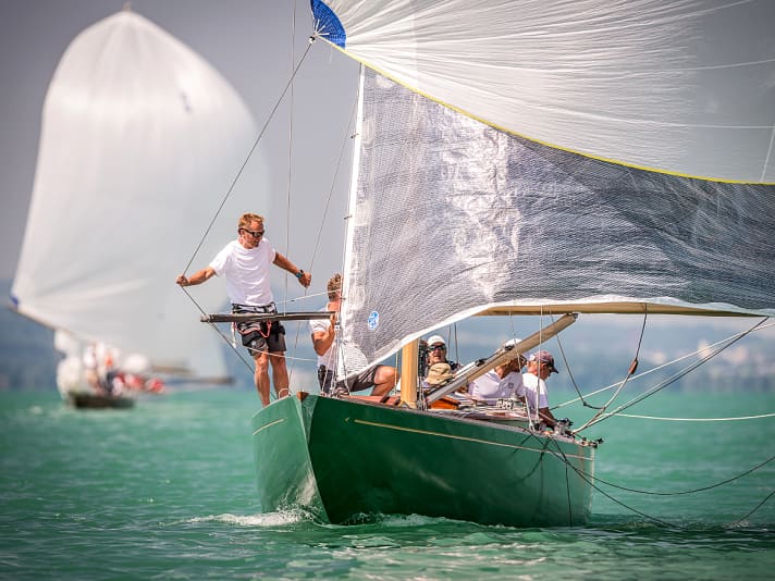 2 july - 7 july: Kong Harald and his crew on "Sira" sail VM for 8 metres on Bodensjøen (Lake Constance) from Langenargen in Tyskland. Photo: Tobias Störkle