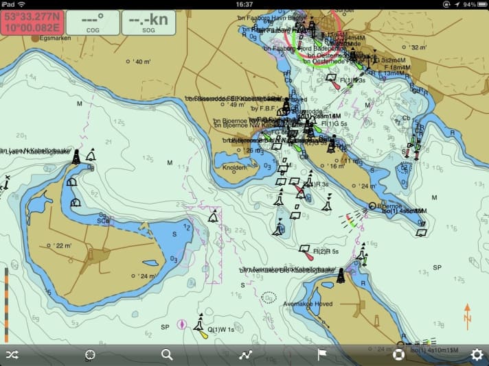   Clear chart image, here the Seapilot view at Lyø