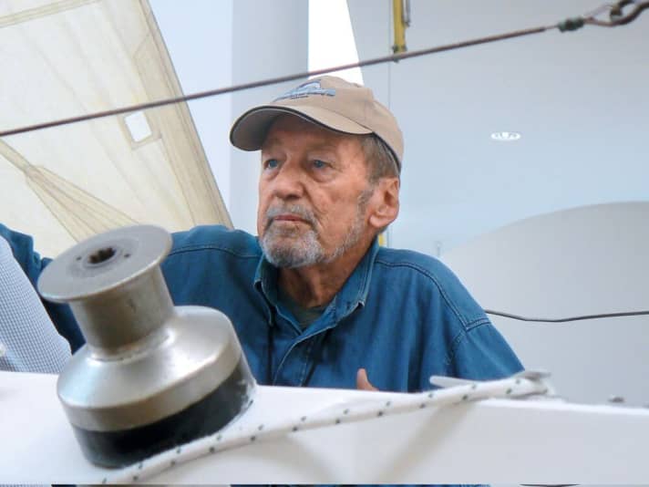   Gebhard sur le troisième "Solveig", le bateau qui l'a rendu célèbre en Allemagne également