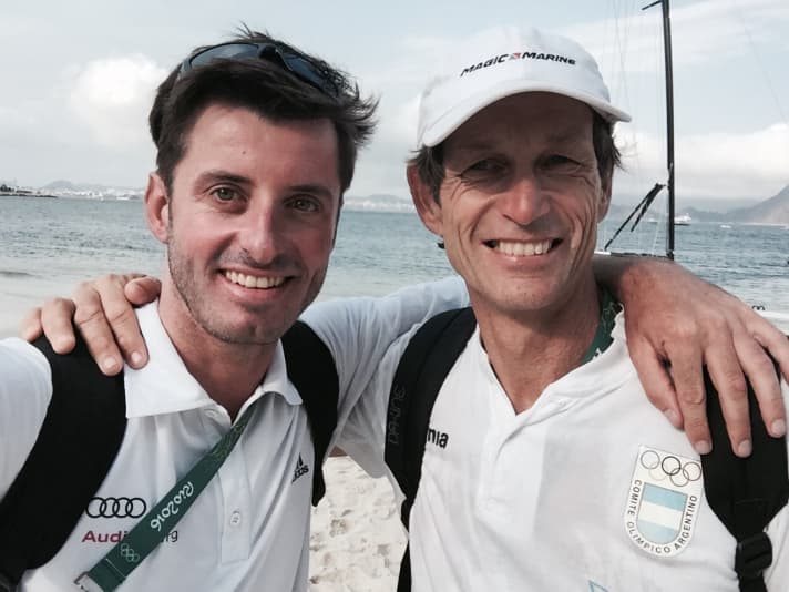   Una riunione innovativa ai Giochi Olimpici di Rio de Janeiro: Polgar ha incontrato il nuovo campione olimpico di Nacra17, il suo ex rivale e compagno di Tornado Santi Lange.