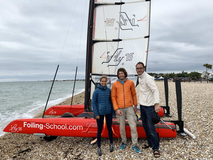   Tamara Baumann, Yo Wiebel und E-Michael Miller in Cowes