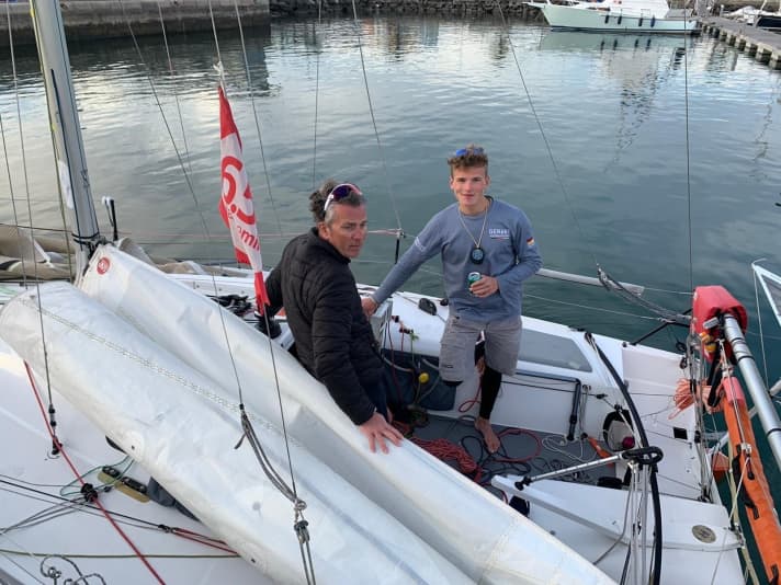   Firm and ready. Melwin with his father in the harbour on Gran Canaria