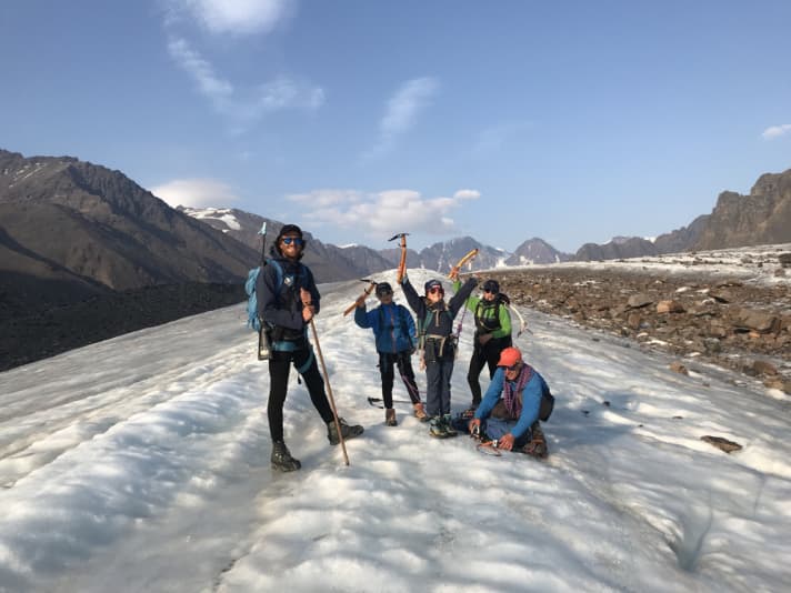   Summit conquerors. The younger crew members are also experienced mountaineers and climbers