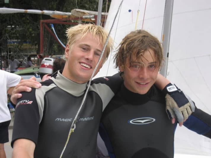   Ein Schnappschuss aus den Anfangszeiten, auf dem man beide Weltklassesegler schon gut erkennt: Erik Heil und Thomas Plößel in ihrer Jugendzeit im Tegeler Segel-Club