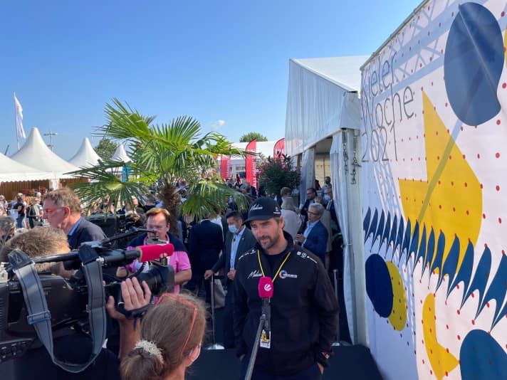   Boris Herrmann was the most sought-after interviewee at the Kieler Woche kick-off during the media run-up to the official opening ceremony under a bright blue sky