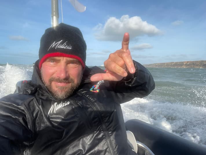   Had a lot of fun on the water with his team Malizia at the Transat start: Boris Herrmann in the area off Le Havre