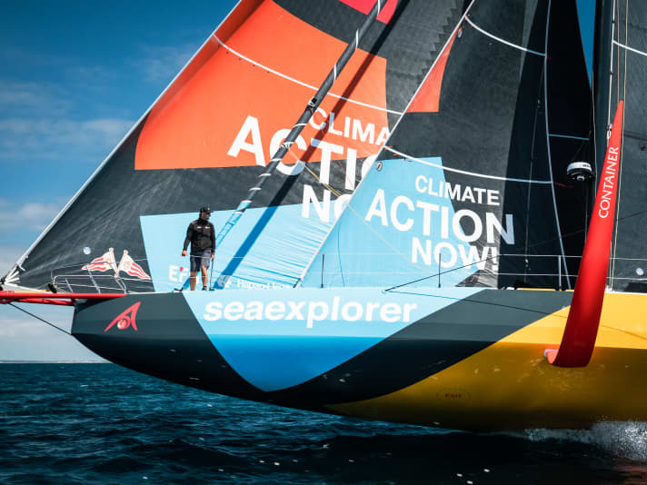 Le nouveau "Malizia - Seaexplorer" lors de ses premiers tests en Bretagne