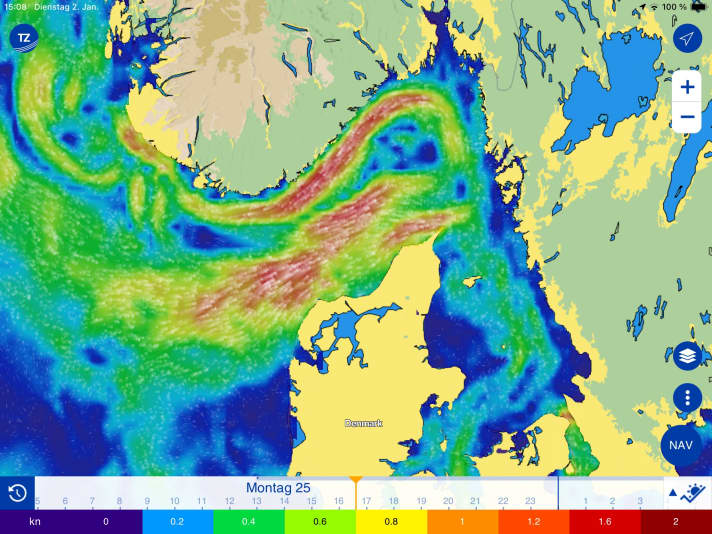 Kurz nach dem Sturm drückte selbst das Oberflächenwasser vor Skagen stark in die Ostsee.