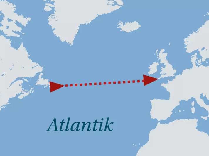 From Newfoundland/Canada to Cornwall in Great Britain: 1,900 nautical miles in 60 to 90 days