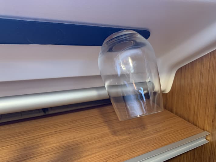 Every gap in the cupboard can be utilised as storage space