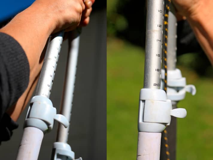 Pictures no. 1 + 2: Can the end piece be pushed completely into the bars? Do the vario locks still engage properly?