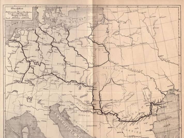   The first overview map of navigable inland waterways for water sports enthusiasts by Otto Protzen