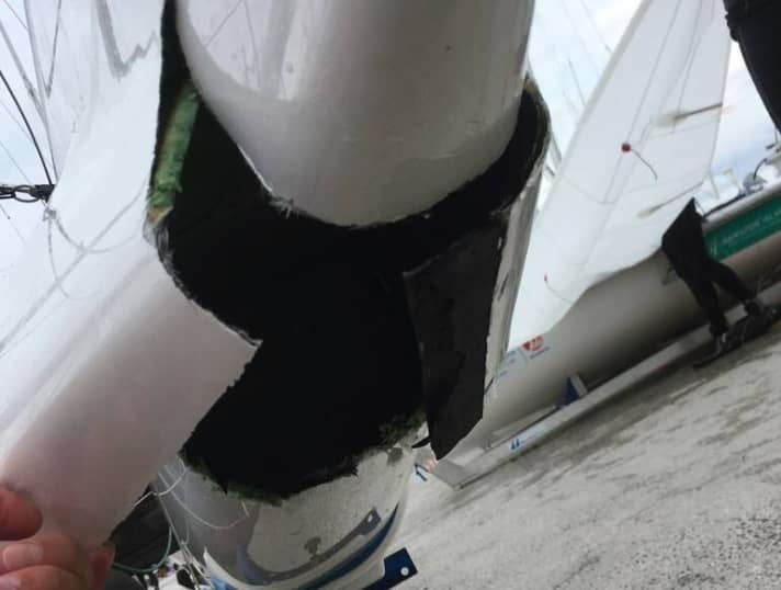   The Nacra 17 sailors Johannes Polgar and Carolina Werner had a lot of work ahead of them after the crash at the start to get their hull fit again for the following day