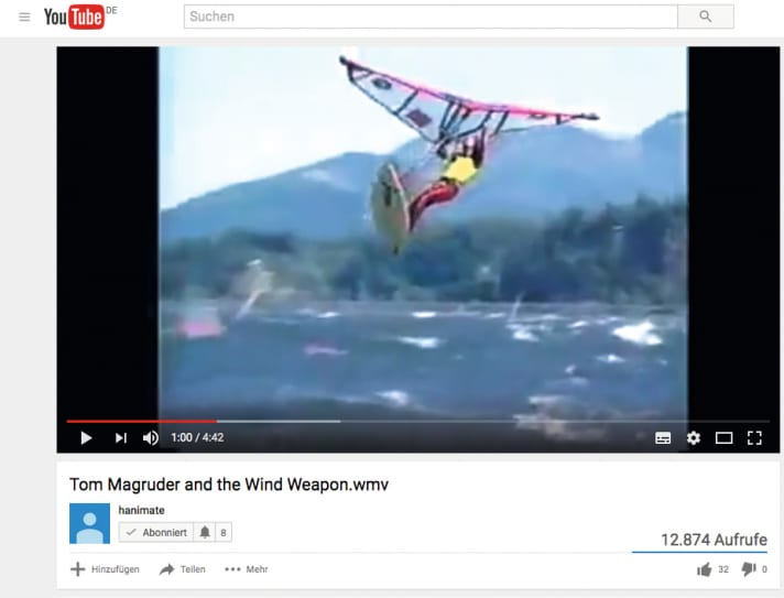 Tom Magruder mit seiner Wind Weapon am Columbia River