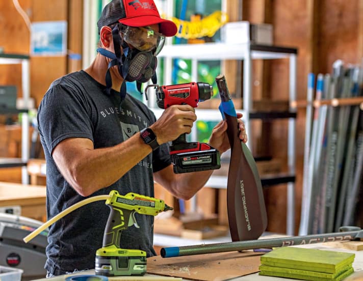 Freeman is not afraid to get his hands dirty in the workroom on Maui.