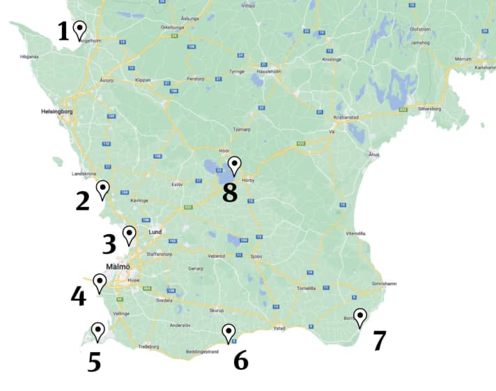 There are eight spots in southern Sweden for experts and beginners to explore.