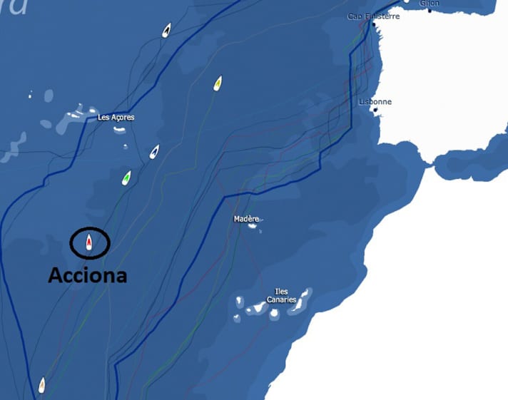   The position at the time of capsizing: "Acciona 100 % EcoPowered"