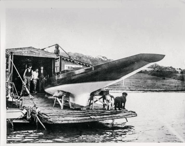 Uffa Fox set up his first shipyard in a decommissioned car ferry, where he also lived with his family