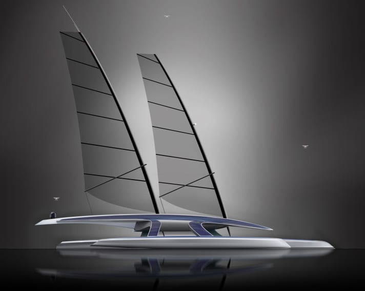   Two sails give the "Mayflower" three different sail configurations