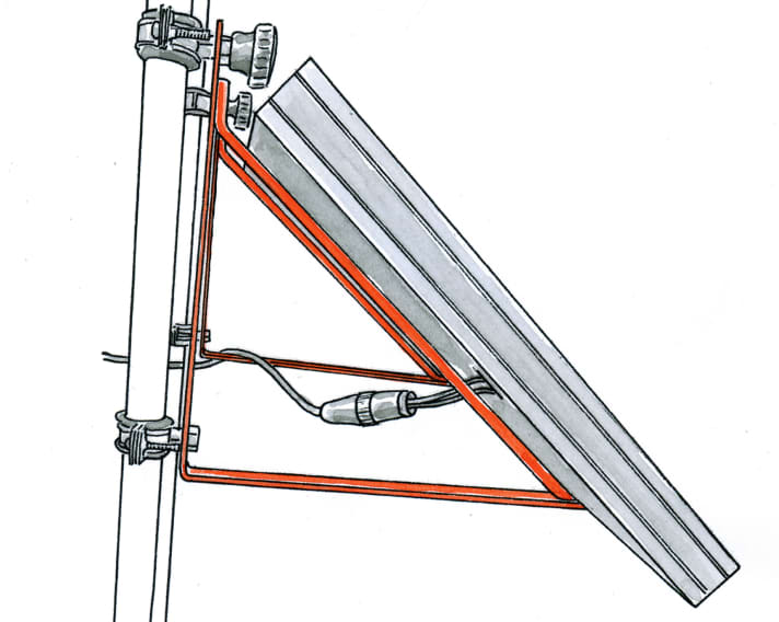 Solar-Lifehack 1: Einfache Selbstbauhalterung für die Solaranlage an der Reling 