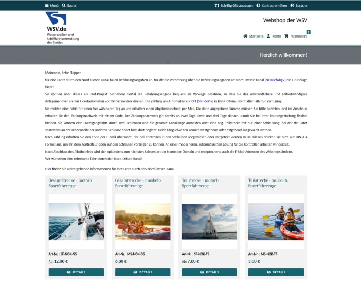 The new WSV payment portal