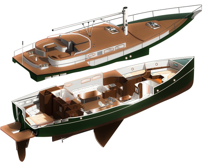   Reminiscent of Dutch metal yachts: Pomerania 52