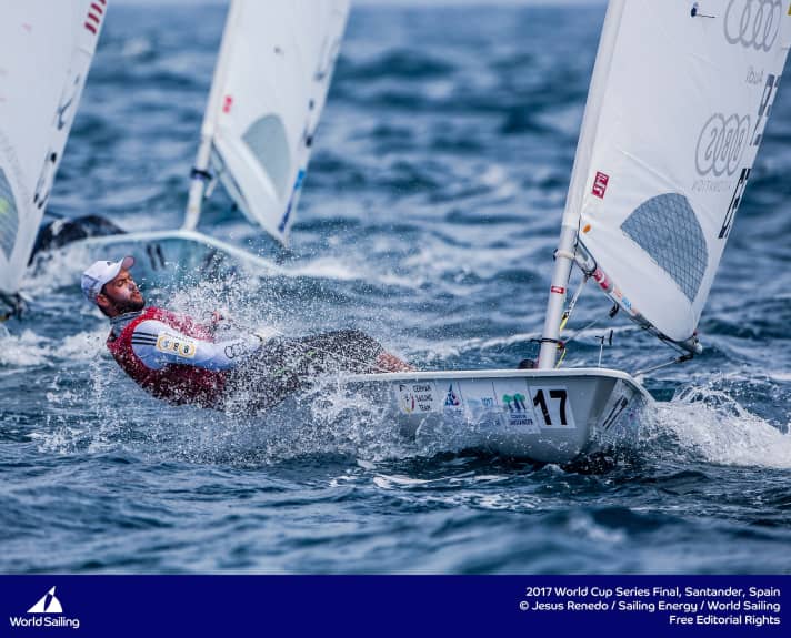   Philipp Buhl, hier im Einsatz beim Weltcup vor Santander, hat es am Freitag bei der Kieler Woche mit drei Tagessiegen krachen lassen
