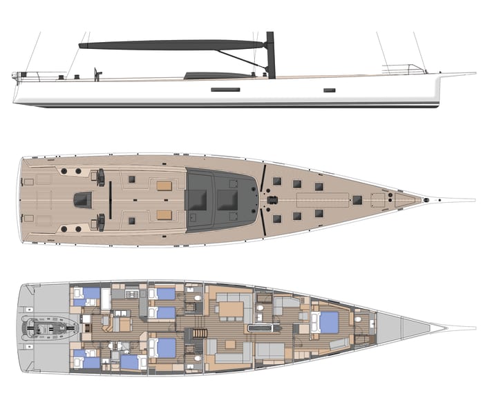 Convertible: The additional cabin for two also serves as an office and provides access to the day toilet