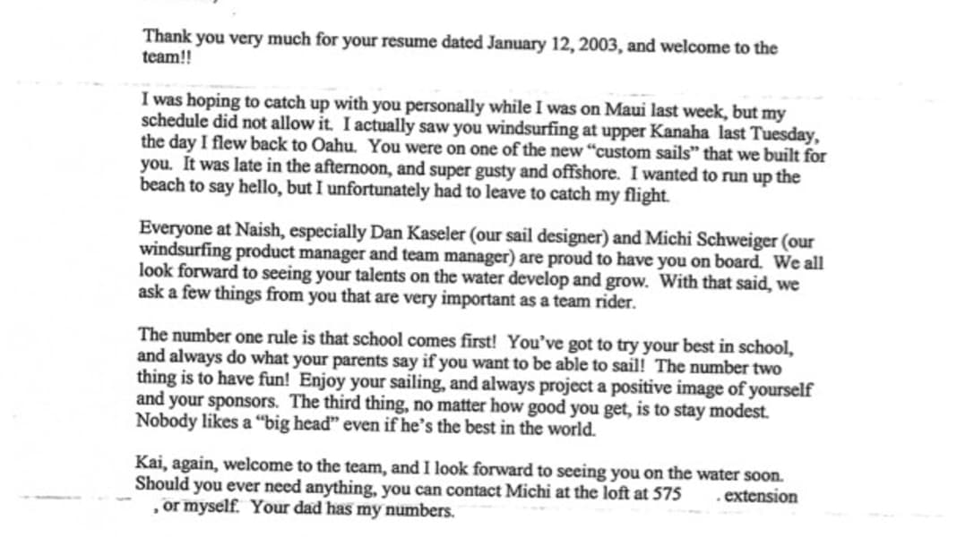 A letter to Robby Naish