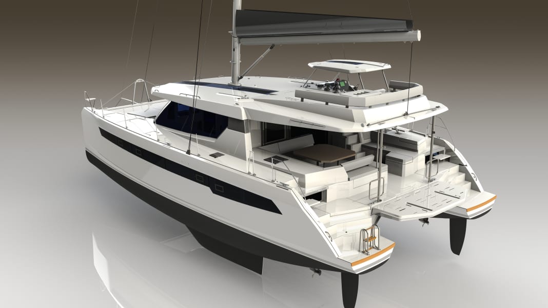 Leopard 50: Flybridge, Frontcockpit und fünf Kabinen