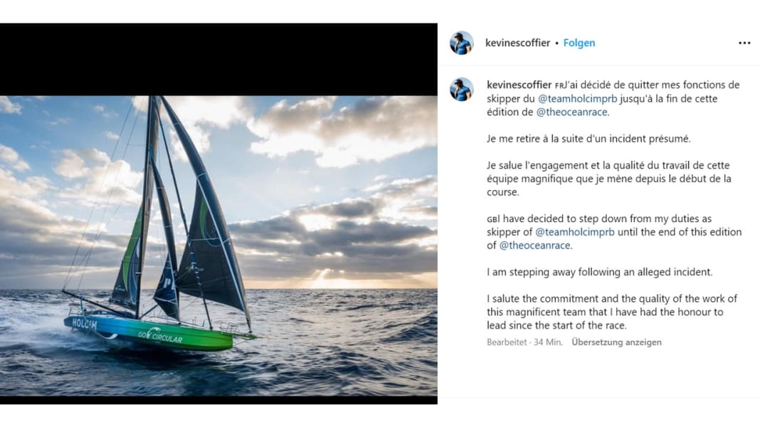 The Ocean Race: Kevin Escoffier si dimette da skipper di Holcim