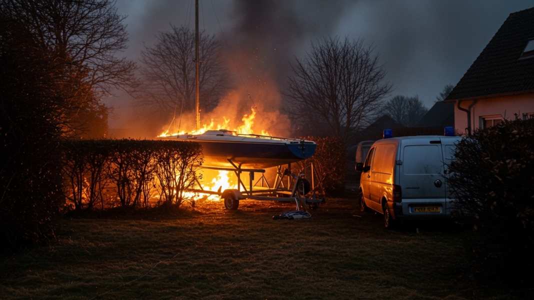 Notfall an Land: Mann verbrennt Segelboot des Nachbarn beim Lagerfeuer