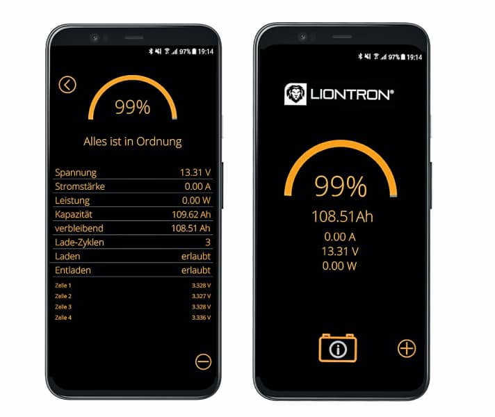 Capacity displays via Bluetooth are convenient, but very small currents such as those of the BMS are often not recorded accurately. The display can therefore deviate from the actual remaining charge over long downtimes, such as in winter.