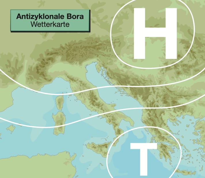 Wind-Special Kroatien: Die Bora - Wetterkarte