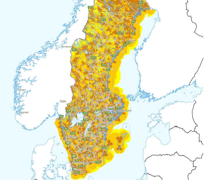   NET1 coverage for Sweden