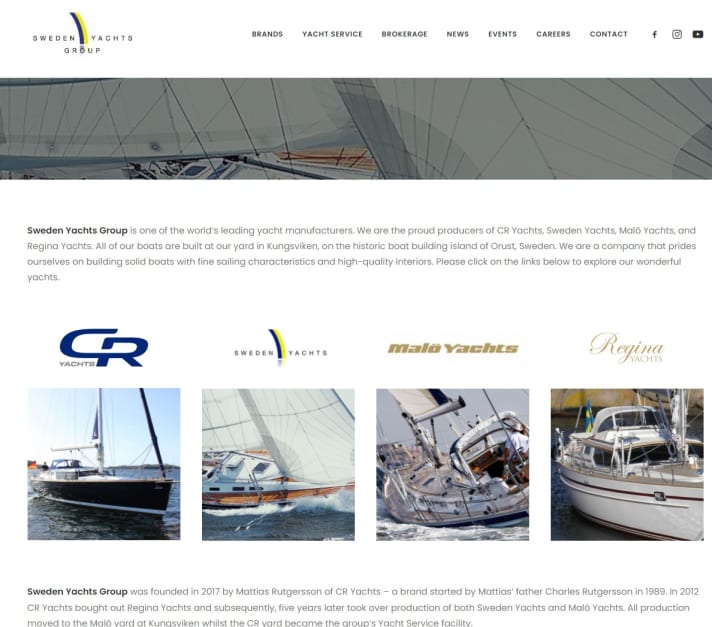 Finora il sito web dello Sweden Yachts Group non contiene alcun riferimento all'insolvenza dell'azienda.