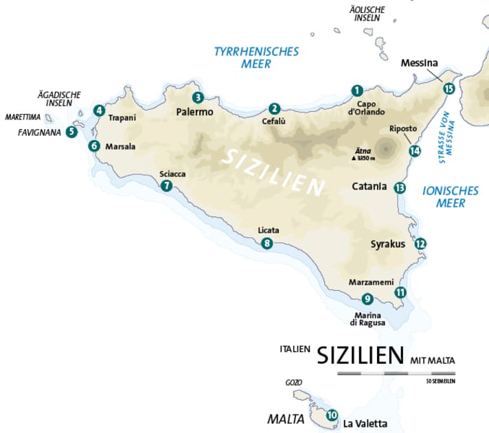 Sicily and Malta | Map: Christian Tiedt