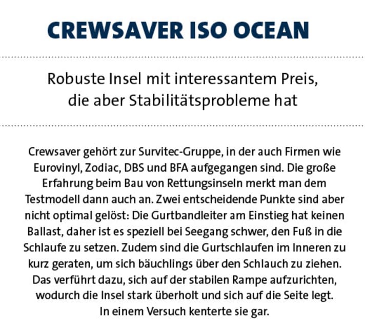 Rettungsinseln im Test