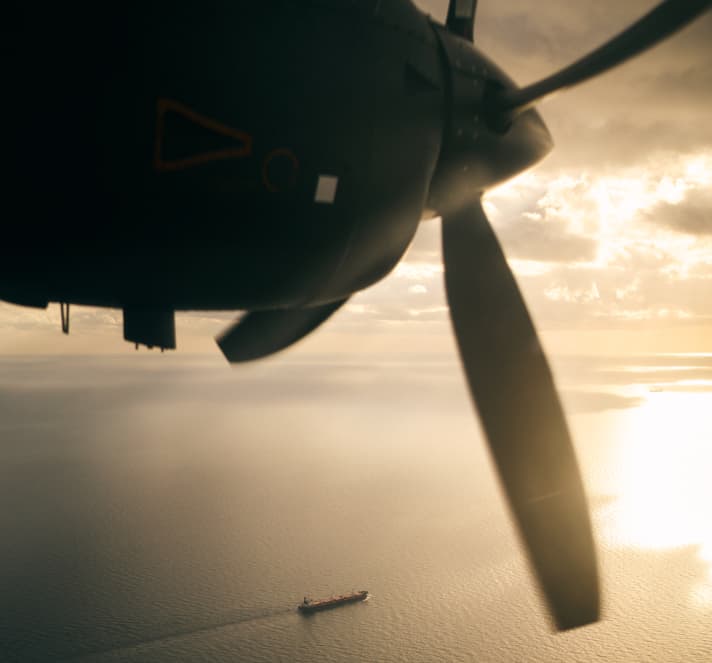 Dornier 228 on a control flight over the Baltic Sea.