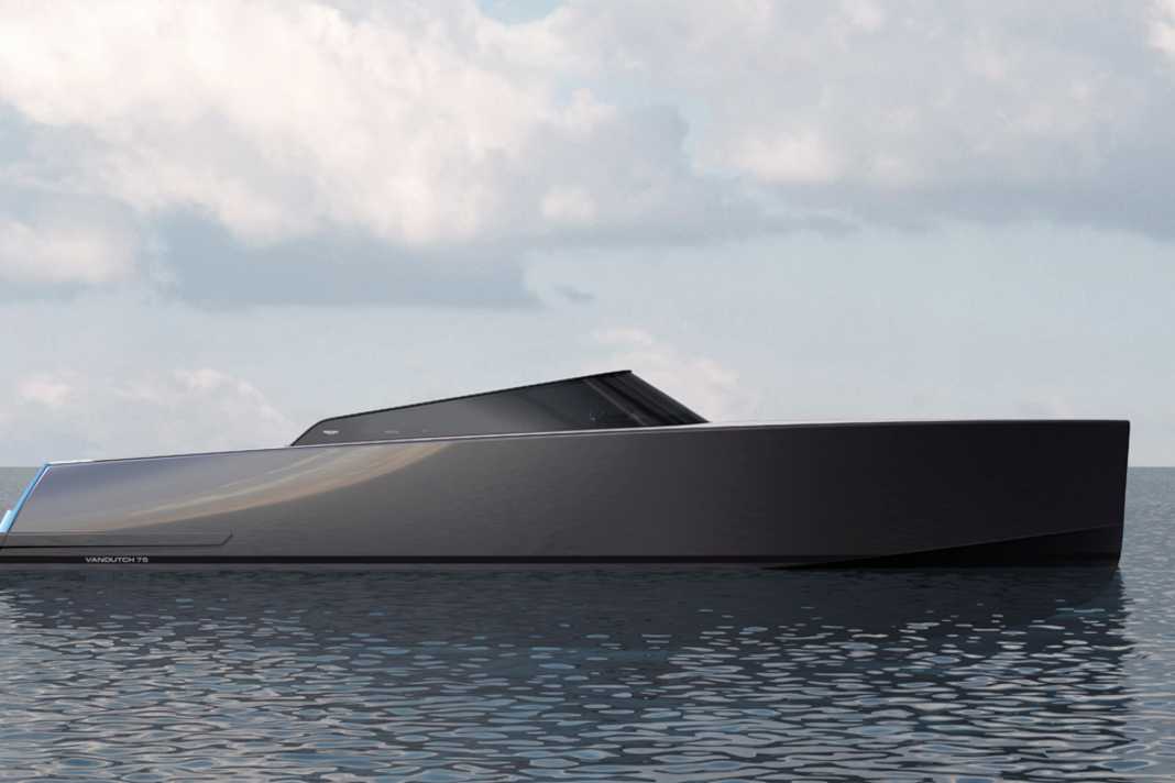 Die VanDutch 75 misst 22,18 Meter in der Länge und 5,80 Meter in der Breite und zeigt sich gewohnt minimalistisch.