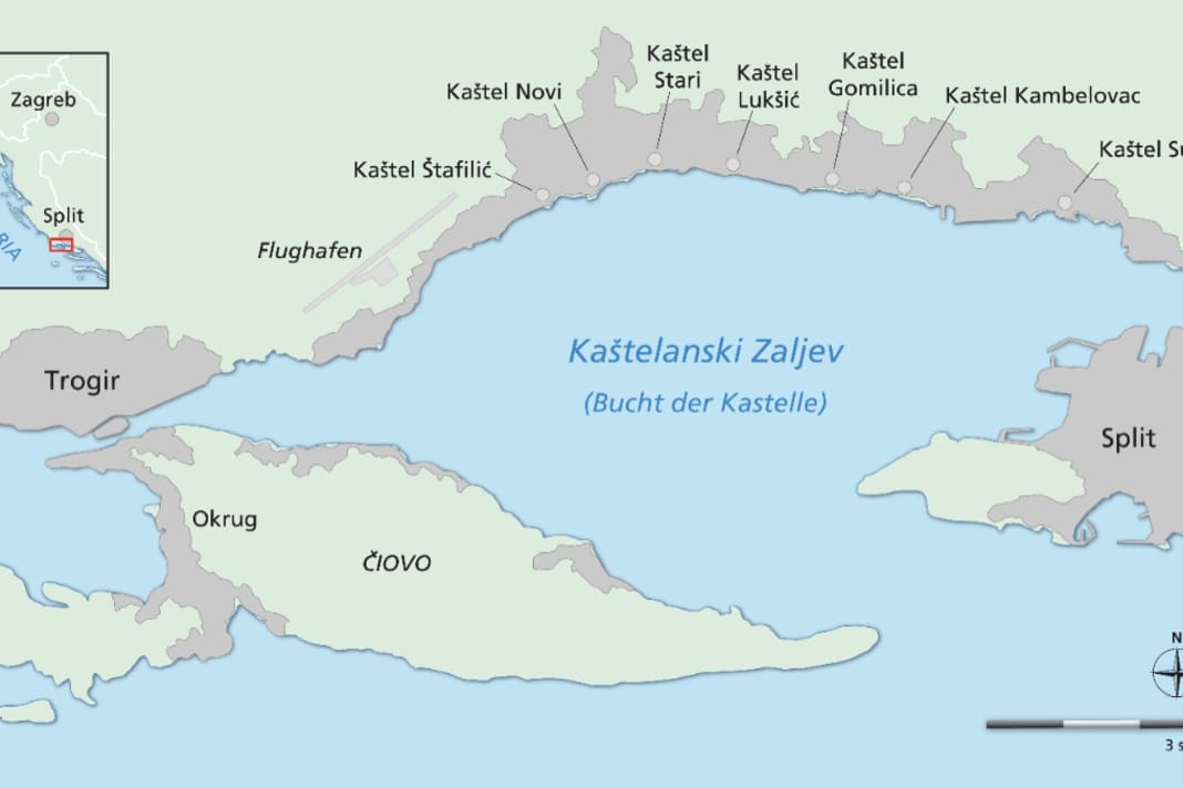 Das Revier: Die Bucht der Kastelle zwischen Trogir und Split.