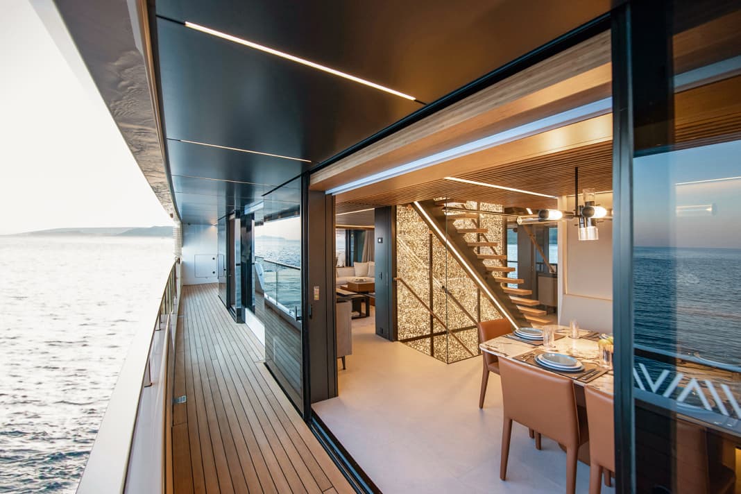 Favourite spot: The small breakfast room opens seamlessly onto the side terrace. There, dark ceiling panels dampen the glare of the sun