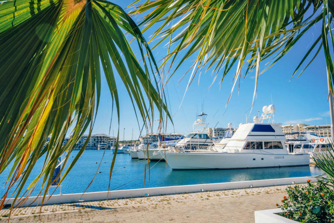 Yachts in the harbour of Varadero on the north coast of Cuba