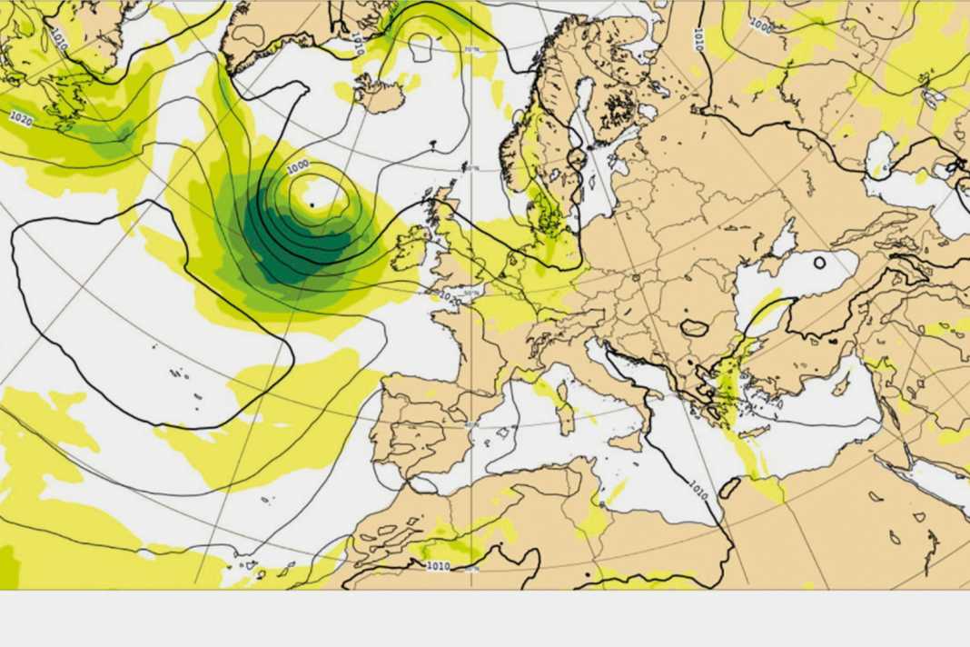 Ergebnis des bisher bekannten numerischen Wettermodells des ECMWF