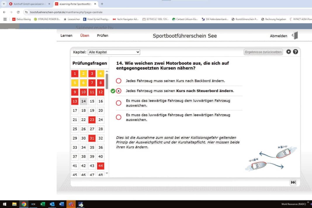 Der Delius Klasing Verlag hat in Kooperation mit dem Verband Deutscher Segelschulen (VDS) eine Lernsoftware entwickelt, um für den Sportbootführerschein zu lernen